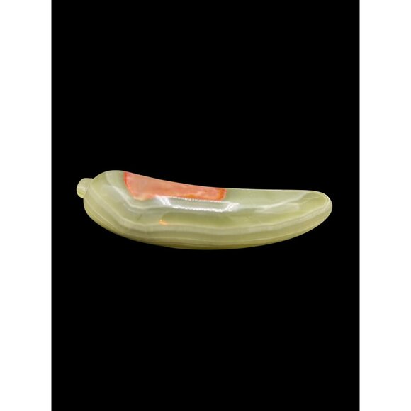 Vintage Banana Shaped PaperweightPpolished Onyx Stone Beautiful Look Green Brown - Picture 8 of 8